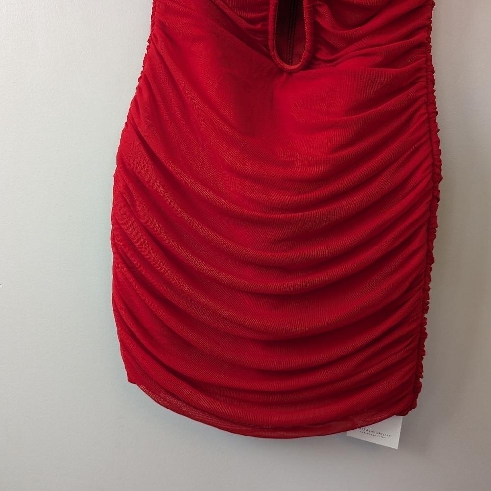 Mew Mews Ahinoam Strapless Ruched Flower Bandage Mini Dress - Picture 10 of 16